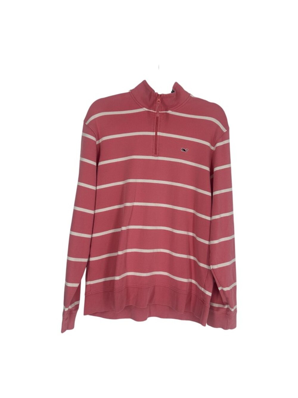 Vineyard Vines Pink Striped Quarter Zip Pullover Medium Cotton Whale Sweatshirt